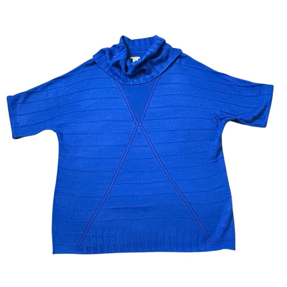 New Directions Sweater Womens Size 2X Royal Blue Cowl Neck Stretch Loose Fit NWT